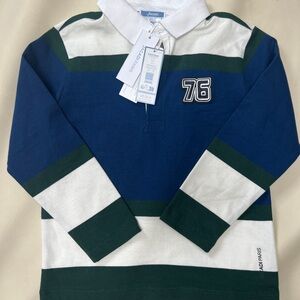 Jacadi Blue and Green Striped Button Down Shirt